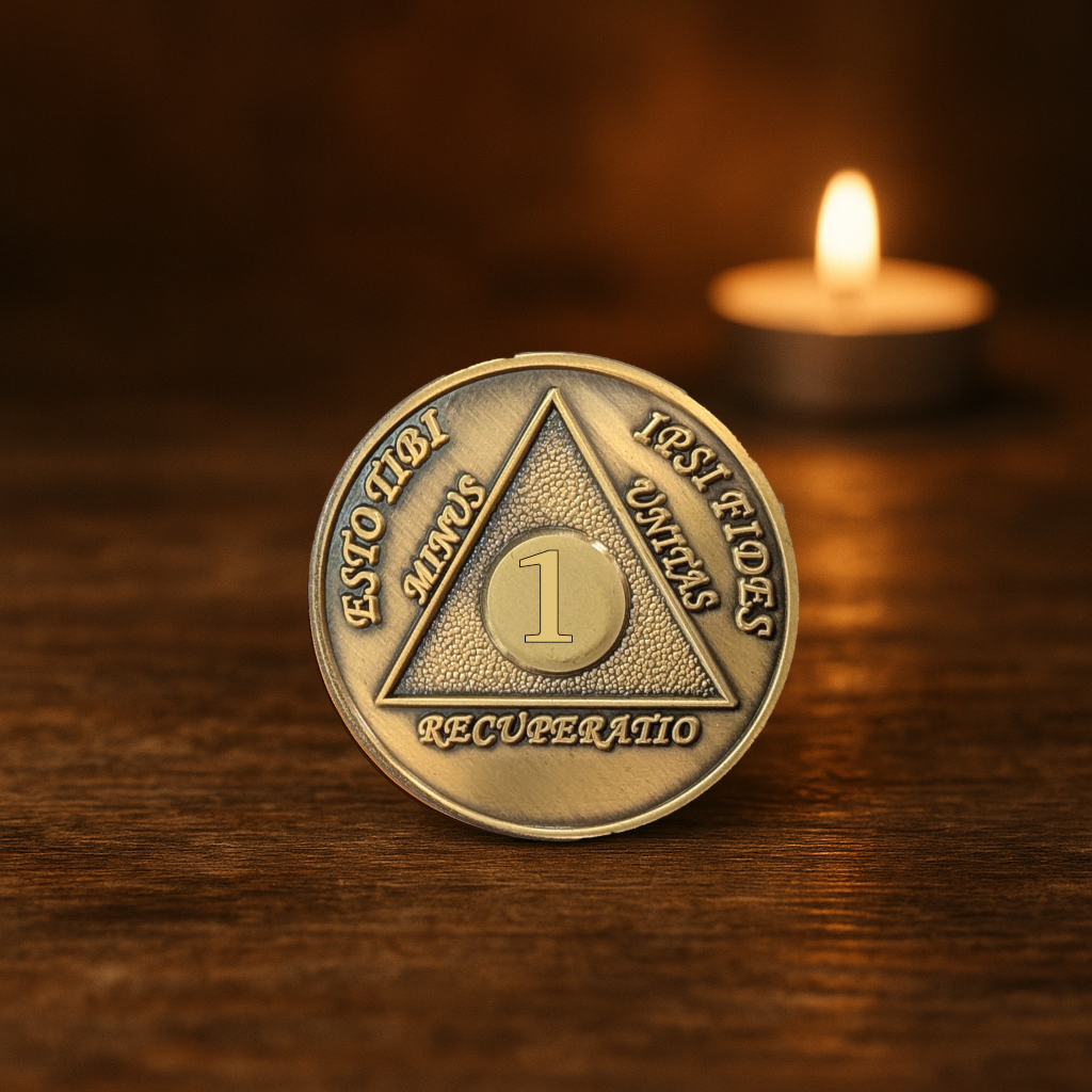 Latin Foreign Sobriety Coin | Traditional Numbers | AA Recovery Medallion
