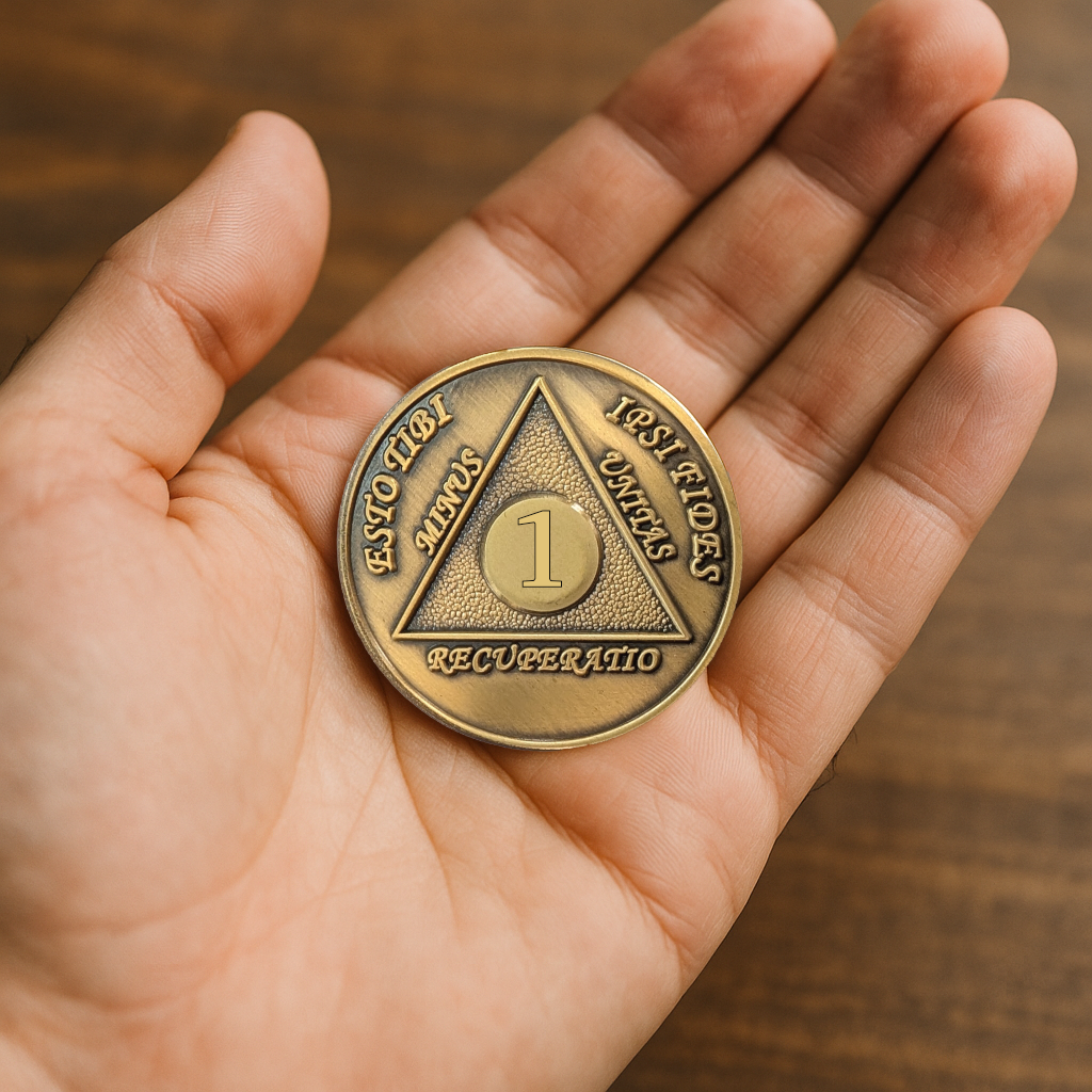 Latin Foreign Sobriety Coin | Traditional Numbers | AA Recovery Medallion