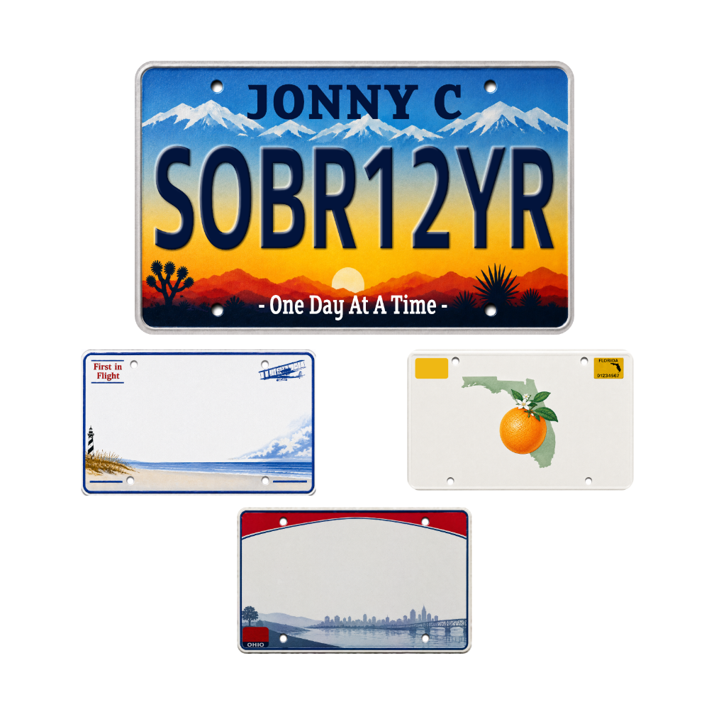 Custom Sobriety License Plate Chip | Personalized Recovery Keepsake – All 50 States