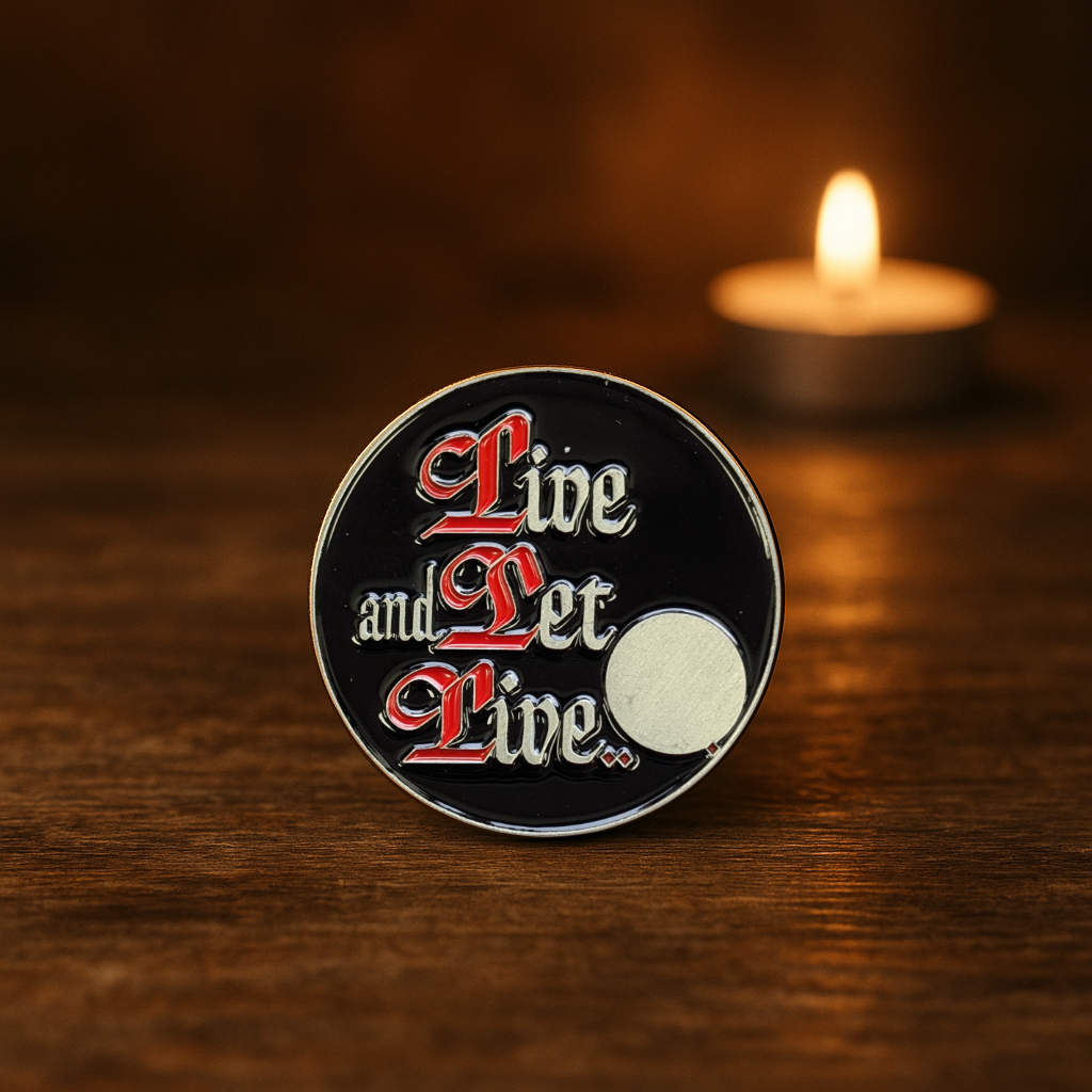 Live and Let Live Sobriety Coin – AA Slogan with Optional Serenity Prayer or Custom Back