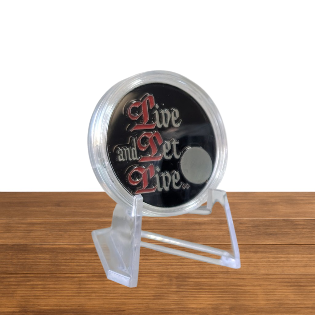 Live and Let Live Sobriety Coin – AA Slogan with Optional Serenity Prayer or Custom Back