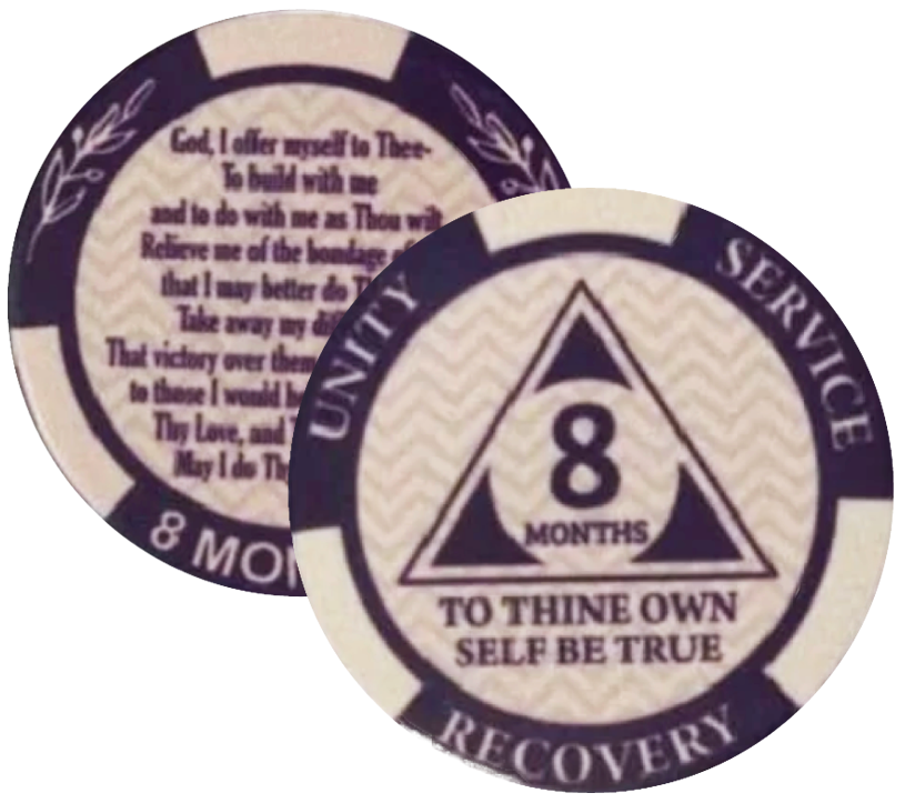 AA Monthly Poker Style Sobriety Chip