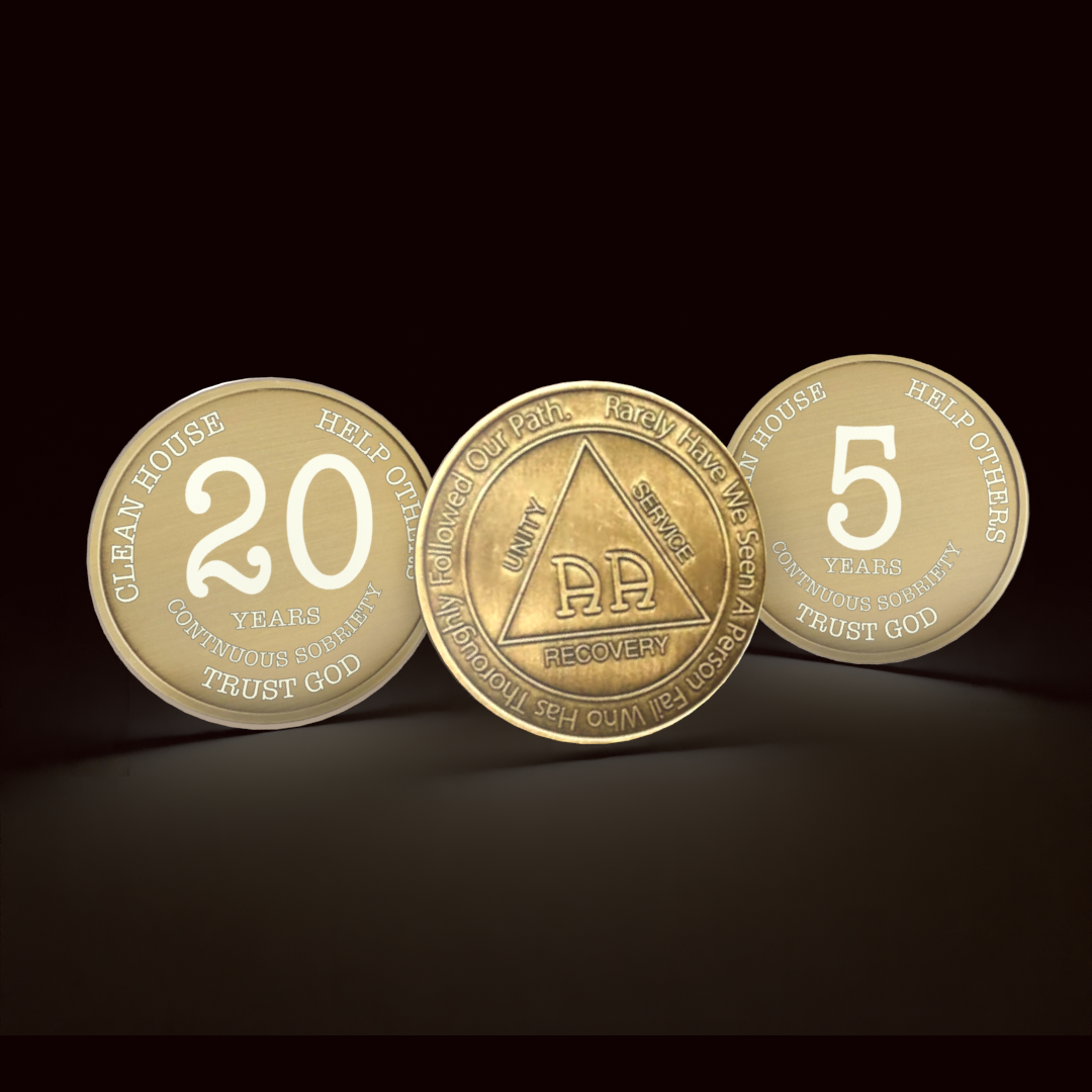MRS Yearly 1-60 Years Sobriety Chip for Alcoholics Anonymous