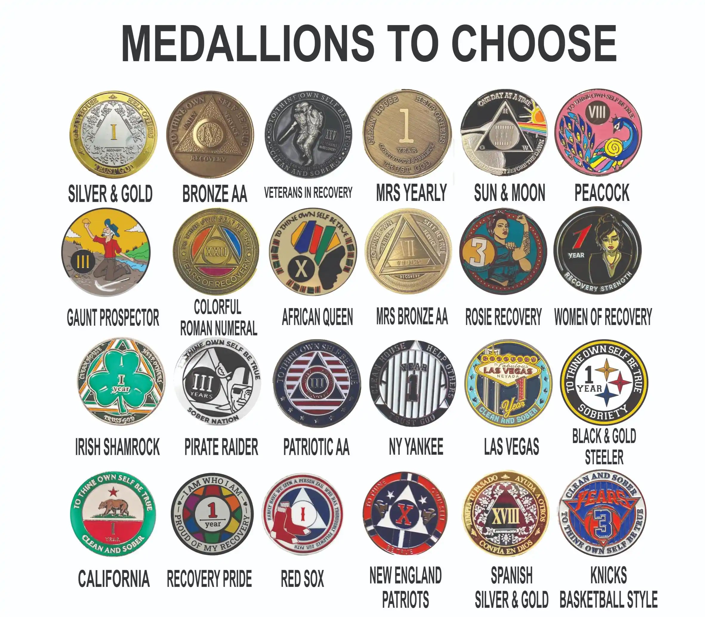 Exclusive Offer: Choose Any 5 AA Medallions for $65 – Perfect Sobriety Gift Set!