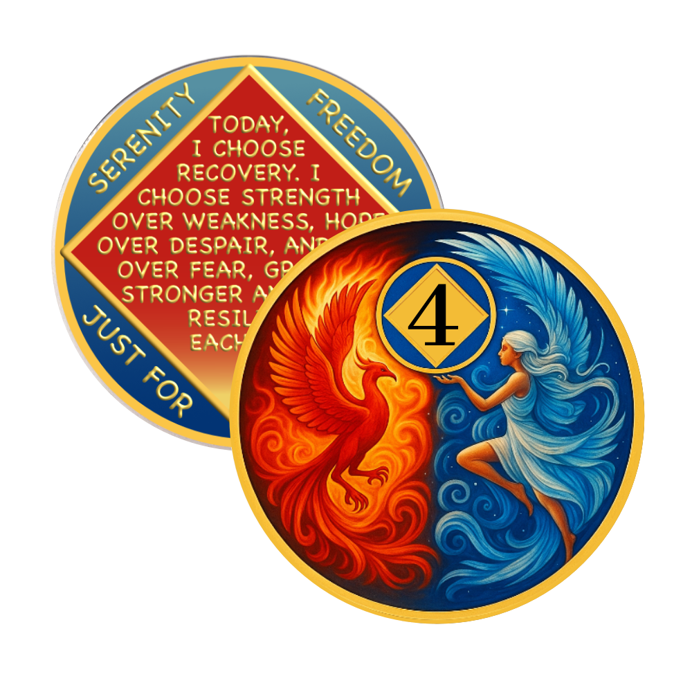 Phoenix & Angel NA Recovery Coin – Custom Sobriety Year Medallion