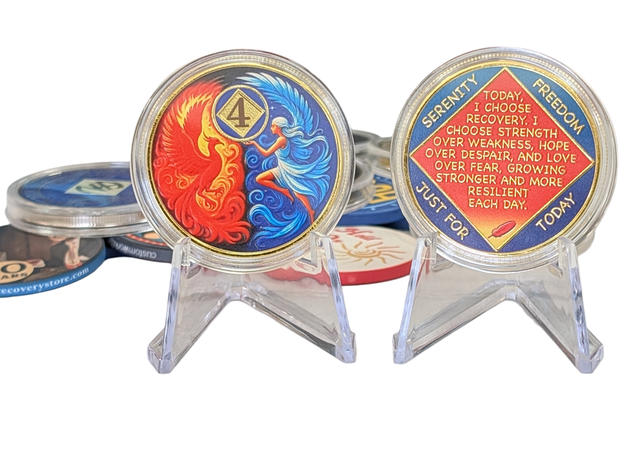 Phoenix & Angel NA Recovery Coin – Custom Sobriety Year Medallion
