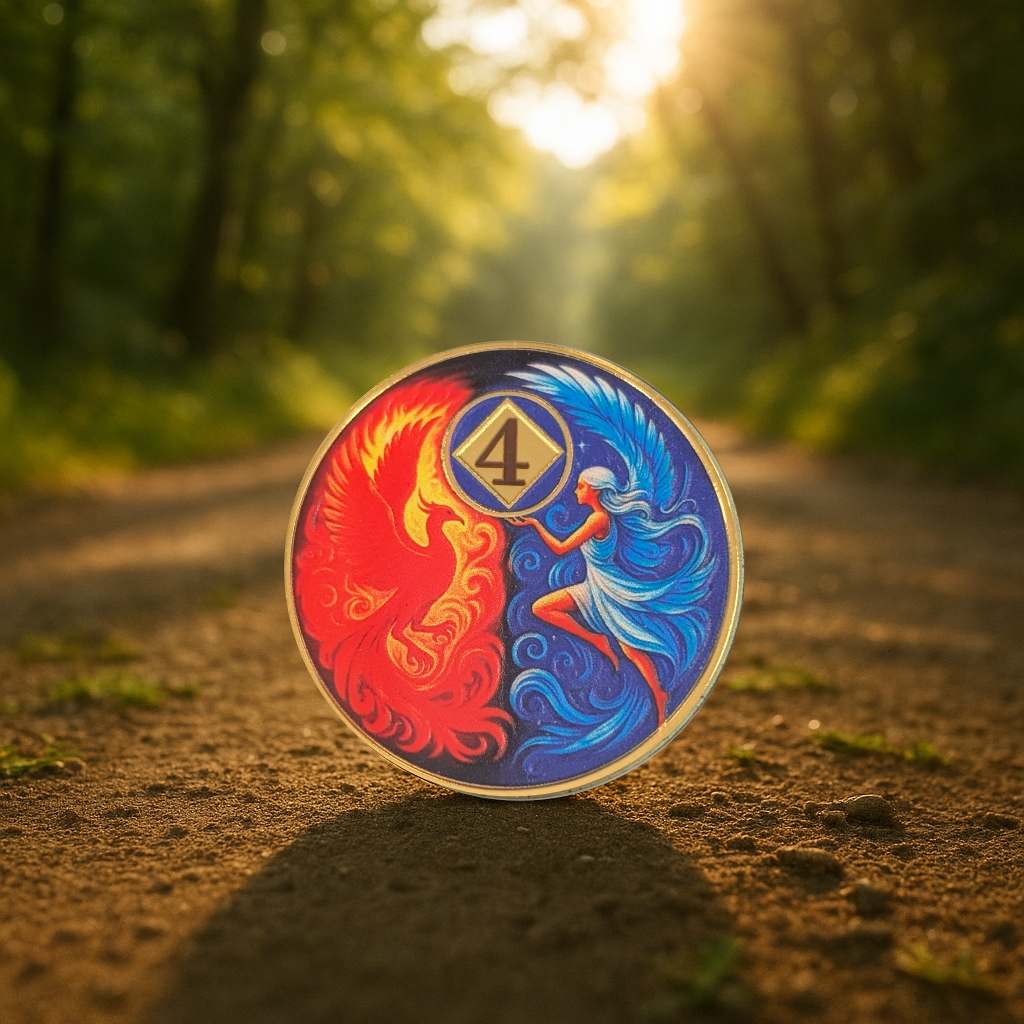 Phoenix & Angel NA Recovery Coin – Custom Sobriety Year Medallion