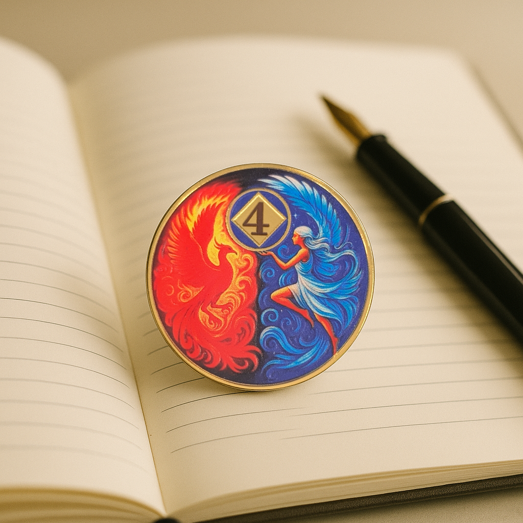 Phoenix & Angel NA Recovery Coin – Custom Sobriety Year Medallion