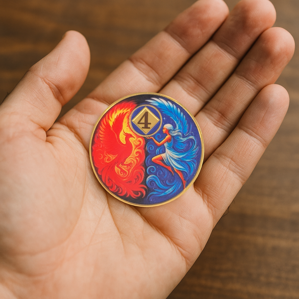Phoenix & Angel NA Recovery Coin – Custom Sobriety Year Medallion
