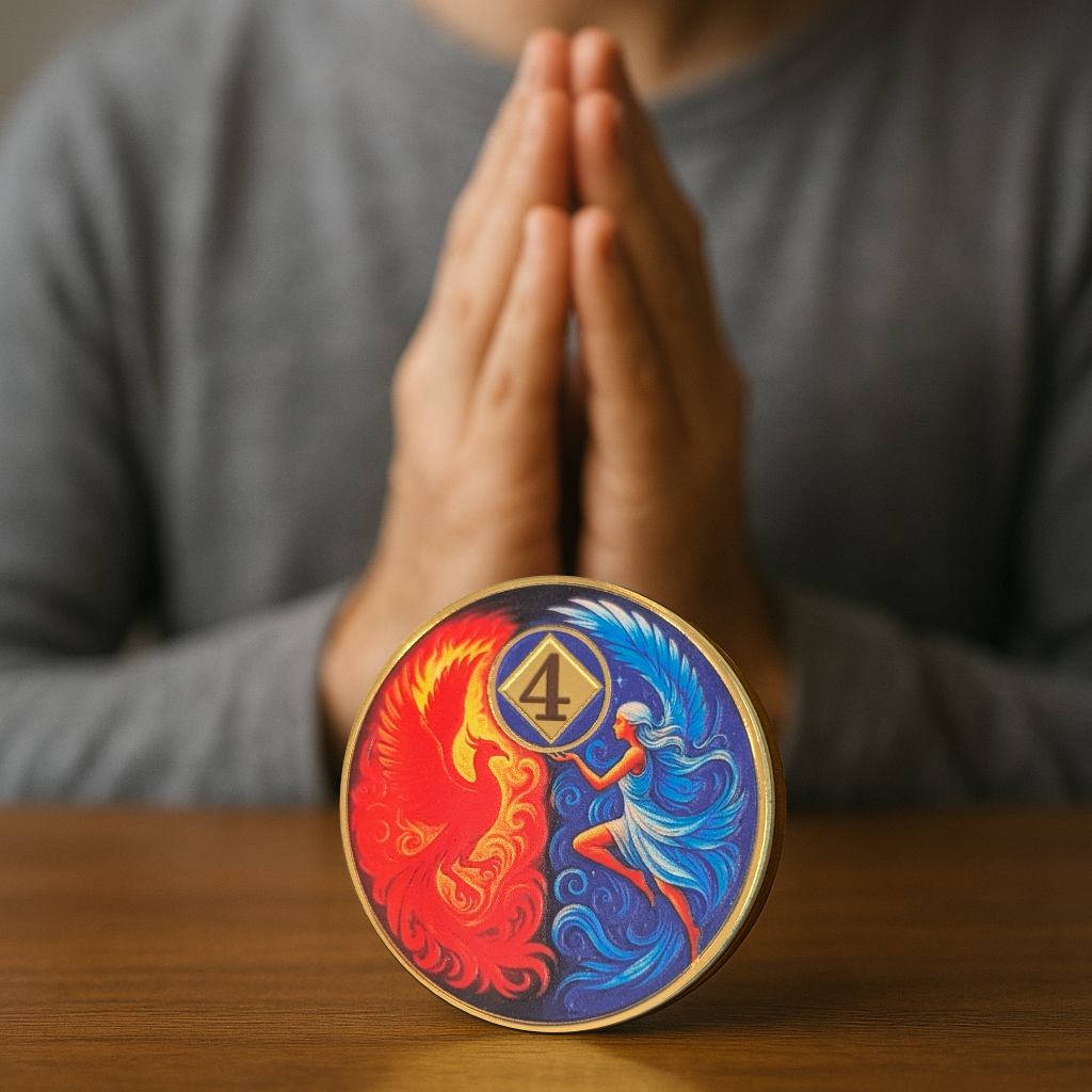 Phoenix & Angel NA Recovery Coin – Custom Sobriety Year Medallion