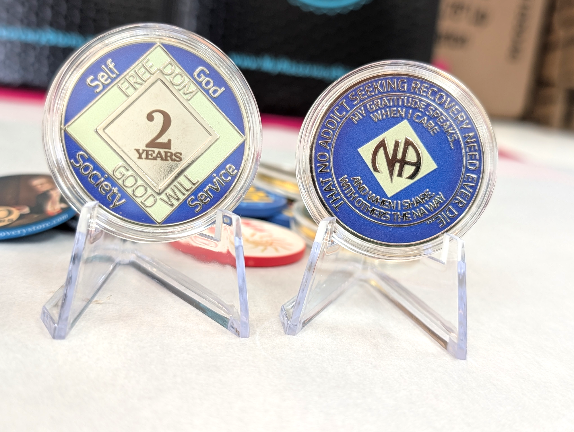 Custom Blue NA Recovery Coin – Choose Your Years or Months Clean Time Medallion