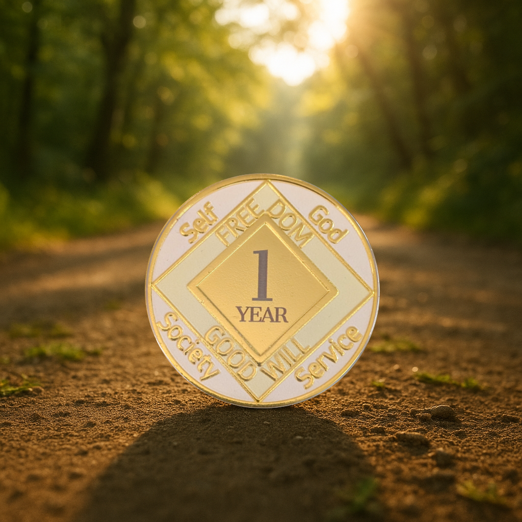 Custom White NA Recovery Coin – Choose Your Years or Months Clean Time Medallion