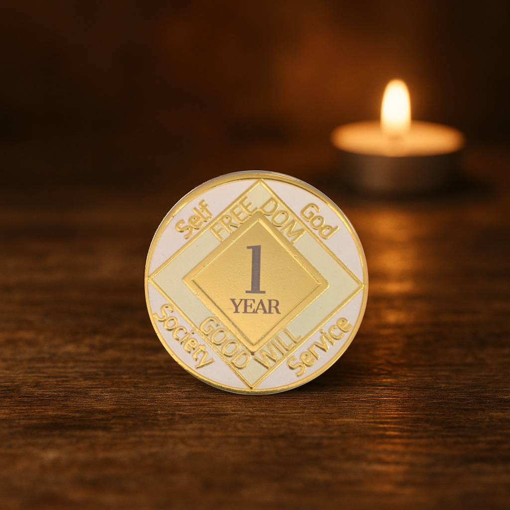Custom White NA Recovery Coin – Choose Your Years or Months Clean Time Medallion