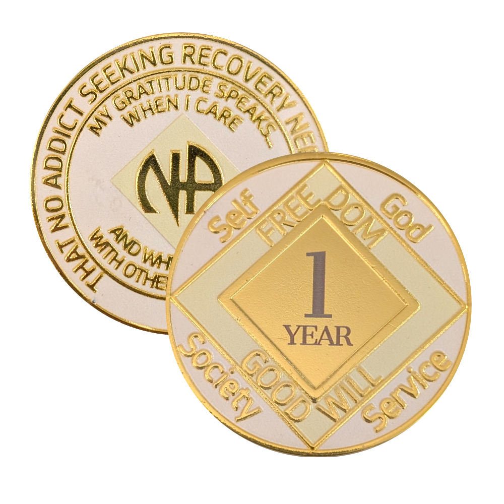 Custom White NA Recovery Coin – Choose Your Years or Months Clean Time Medallion