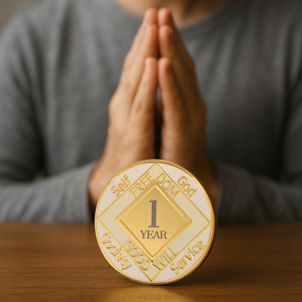 Custom White NA Recovery Coin – Choose Your Years or Months Clean Time Medallion