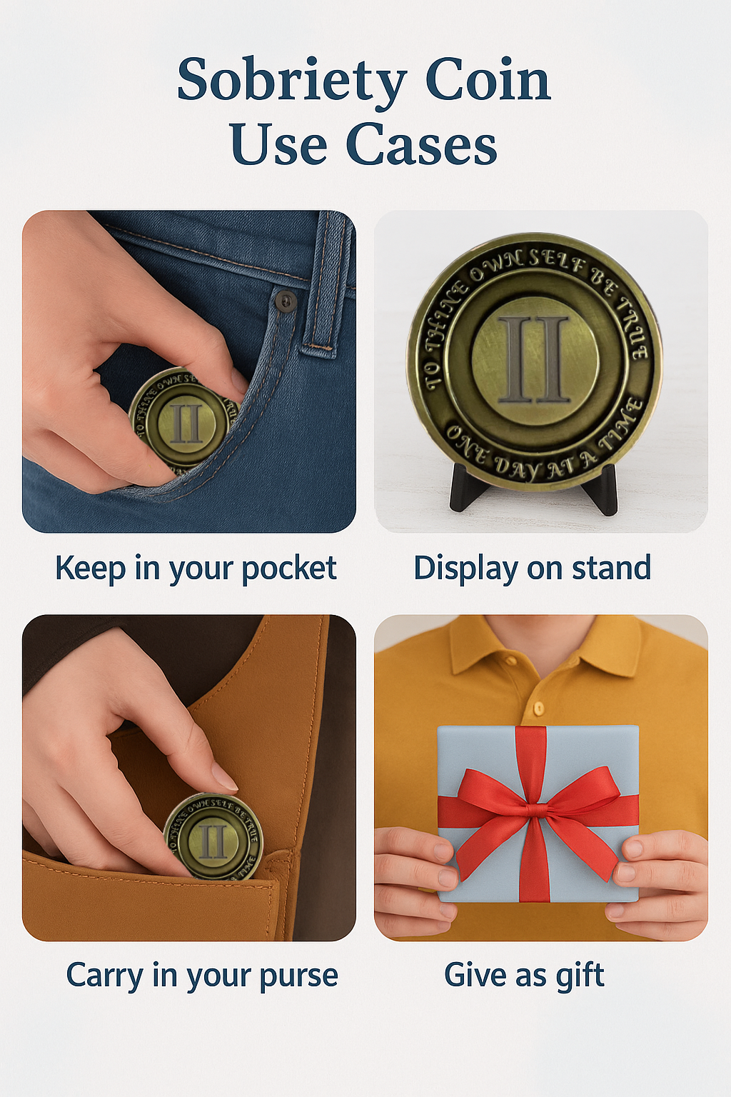 No Matter What Club AA Medallion 1-60yrs Sobriety Chip W/ Gift Box -Add Name and Sobriety Date
