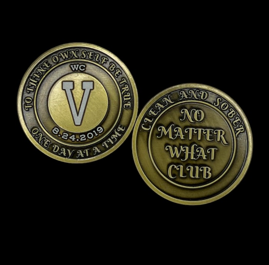No Matter What Club AA Medallion 1-60yrs Sobriety Chip W/ Gift Box