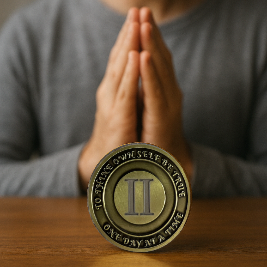 No Matter What Club AA Medallion 1-60yrs Sobriety Chip W/ Gift Box -Add Name and Sobriety Date