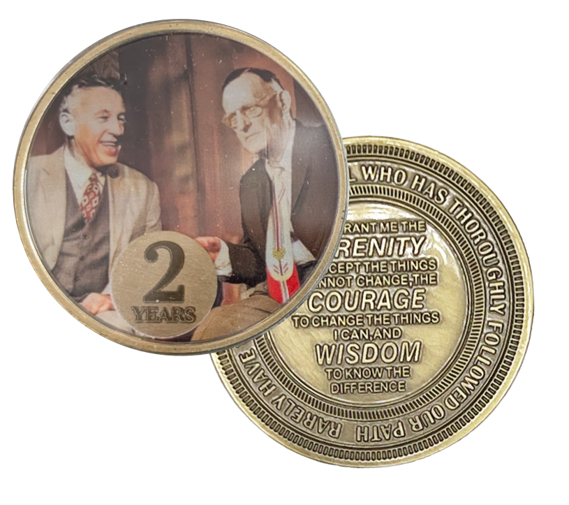 Bill W. & Dr. Bob Anniversary Coin – Add Your Year AA Recovery Medallion