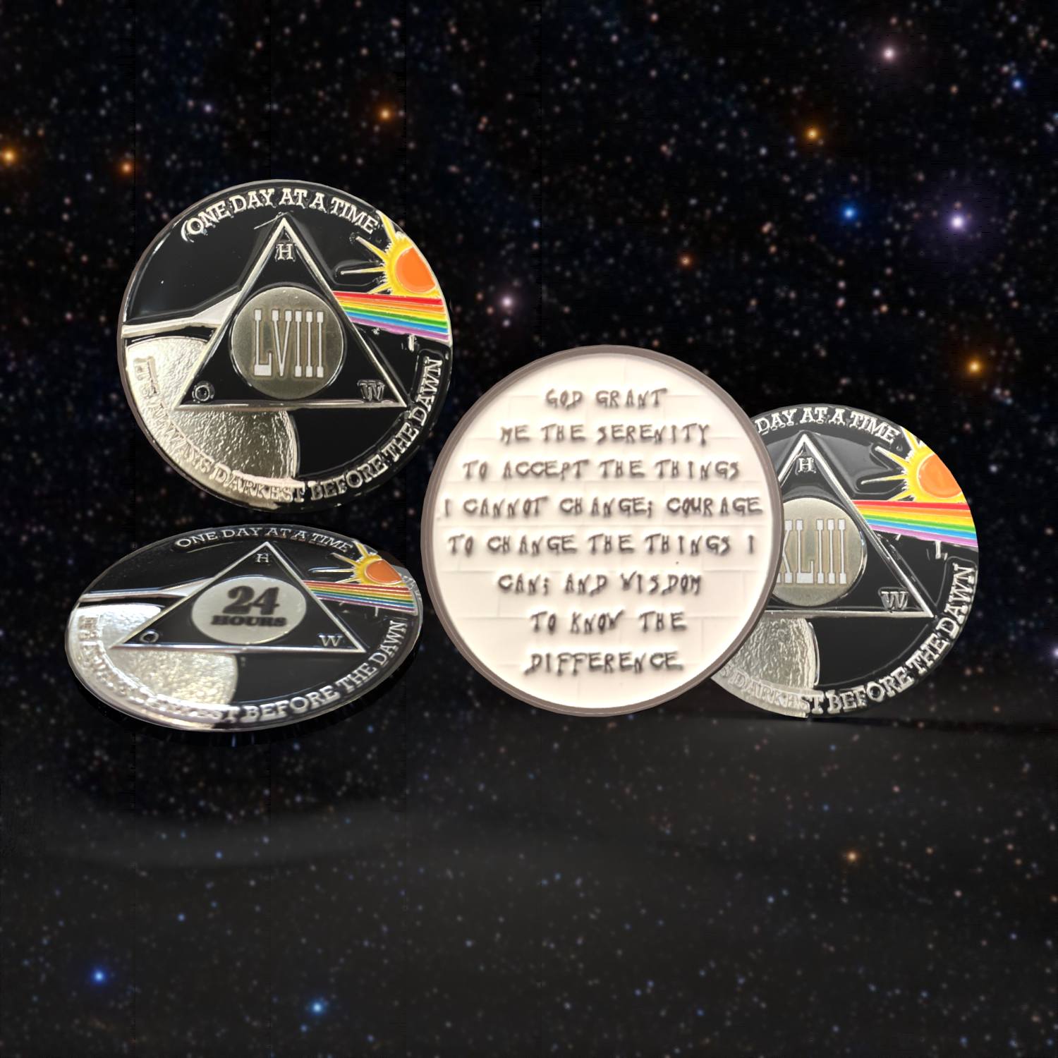 Sun & Moon AA Coin 24hr-60yrs Sobriety Chip