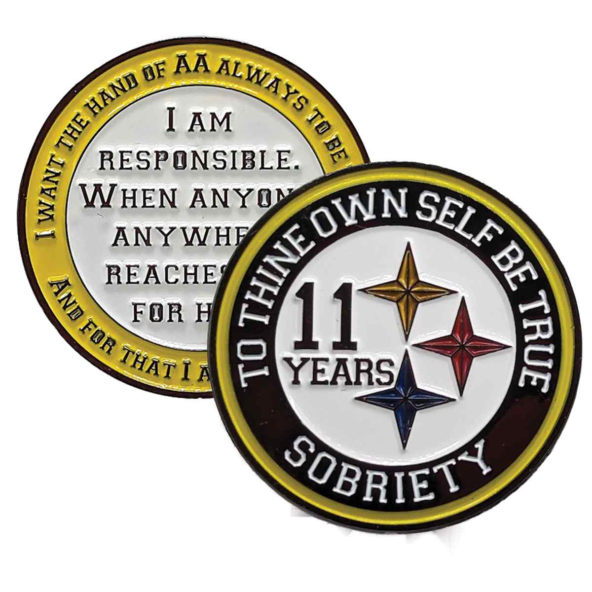 Black & Gold Steeler AA Coin 1-50yrs Sobriety Chip