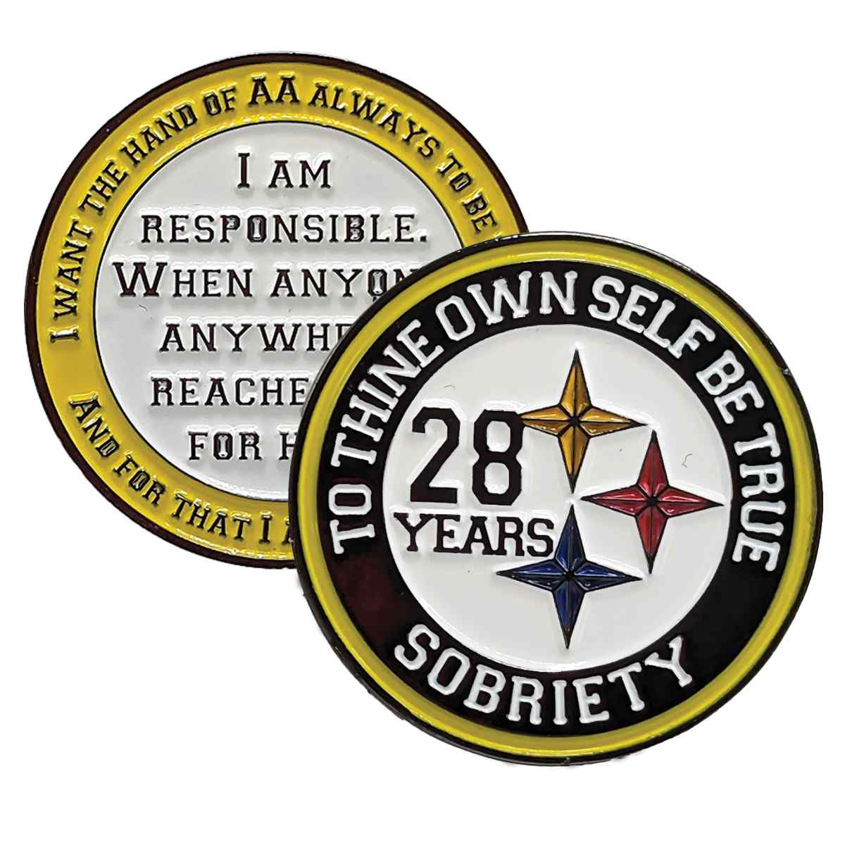 Black & Gold Steeler AA Coin 1-50yrs Sobriety Chip