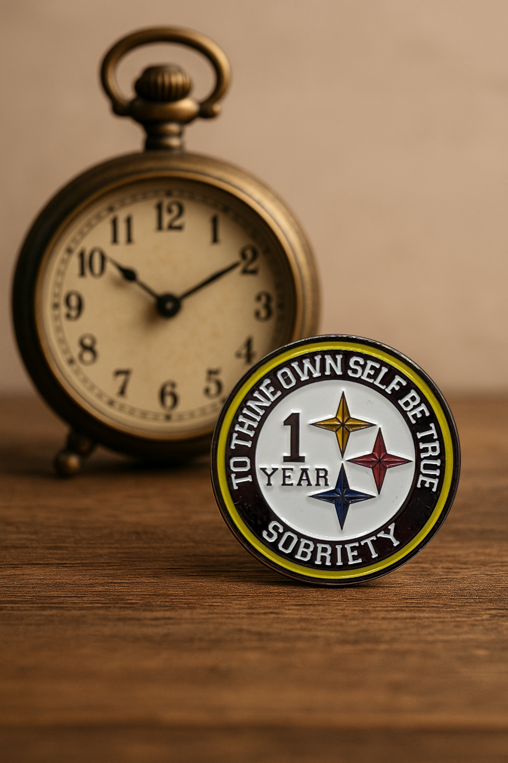 Black & Gold Steeler AA Coin 1-50yrs Sobriety Chip