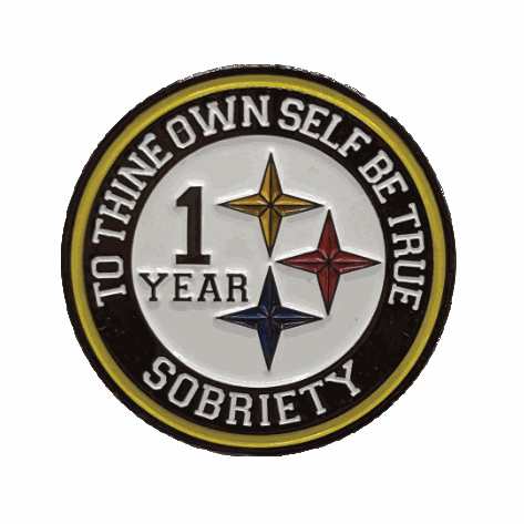 Black & Gold Steeler AA Coin 1-50yrs Sobriety Chip