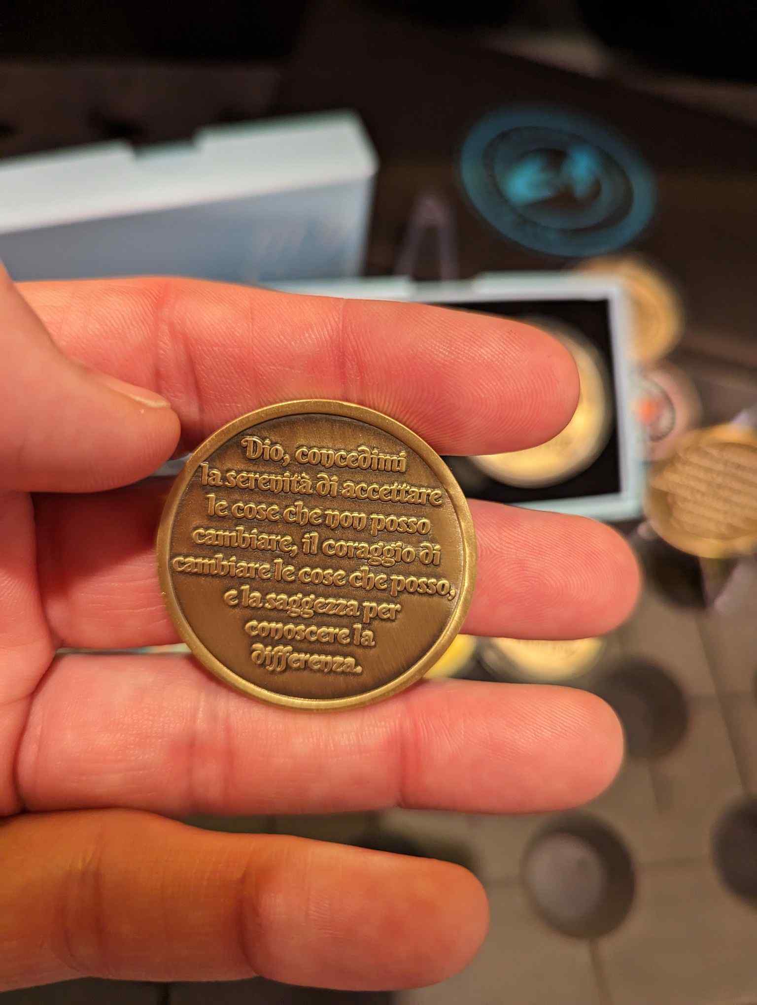 Italian Sobriety Coin | 1-60 Years Engraved in Traditional Numbers | AA Recovery Medallion