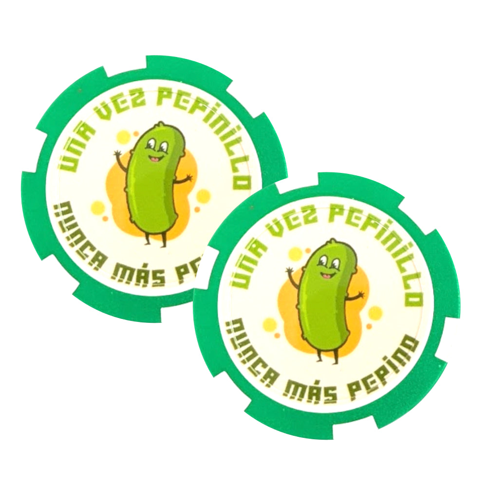 Spanish Poker Chip – “Una Vez Pepinillo, Nunca Más Pepino” Pickle Design
