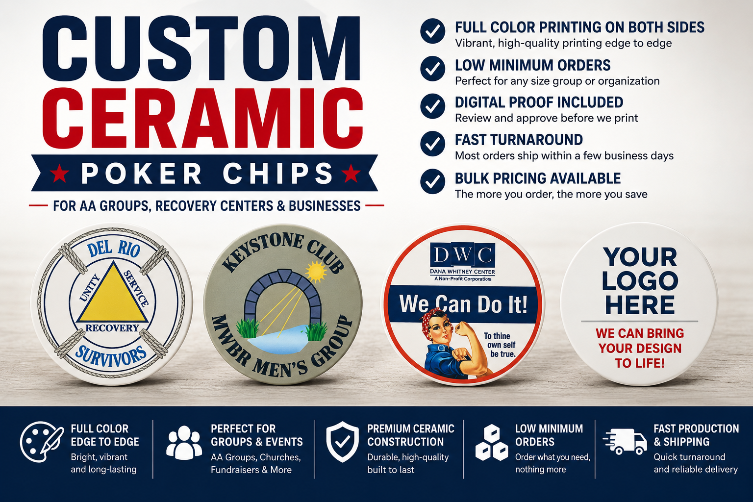 Personalized Ceramic Poker Chips | Full Color Printing on Both Sides