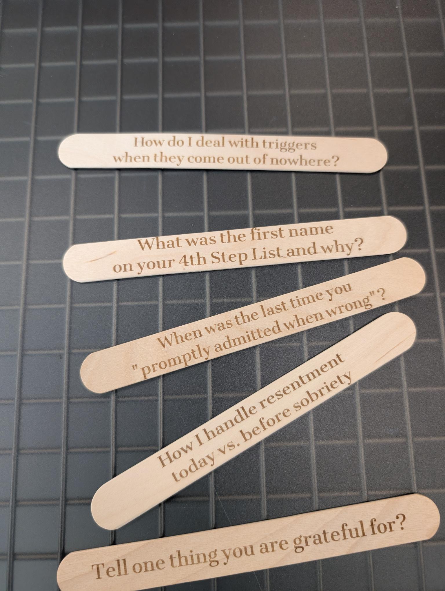 AA Popsicle Stick Meeting Kit – 35 Engraved Recovery Topics + 5 Blank Sticks
