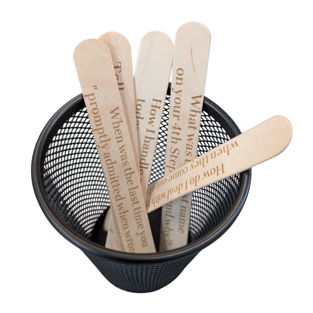 AA Popsicle Stick Meeting Kit – 35 Engraved Recovery Topics + 5 Blank Sticks