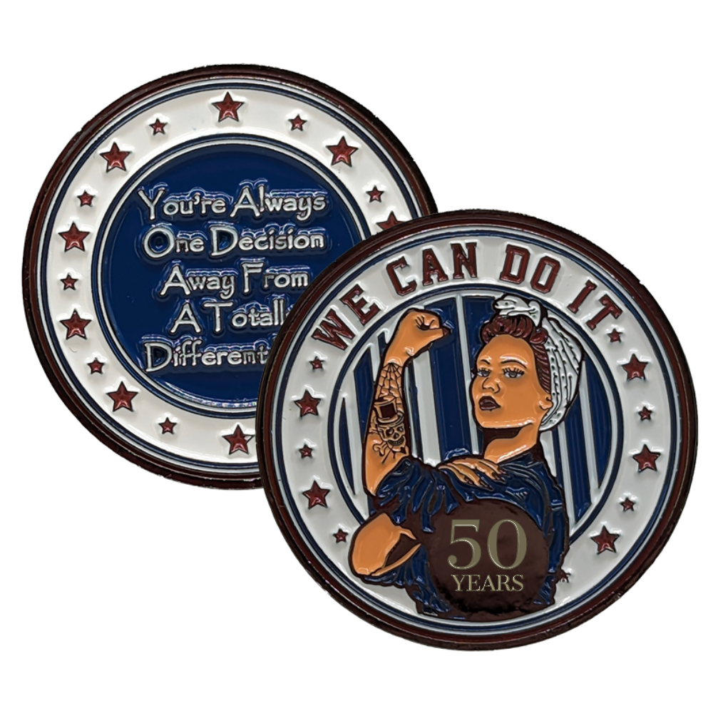 Patriotic Rosie AA Coin 24hr-65yrs Sobriety Coin
