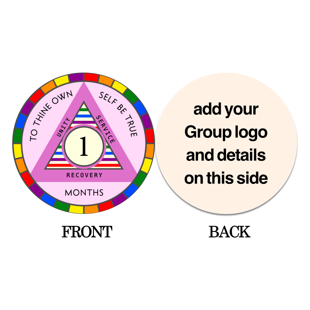 Custom Rainbow Recovery Poker Chips for Groups | Monthly Sobriety Milestones