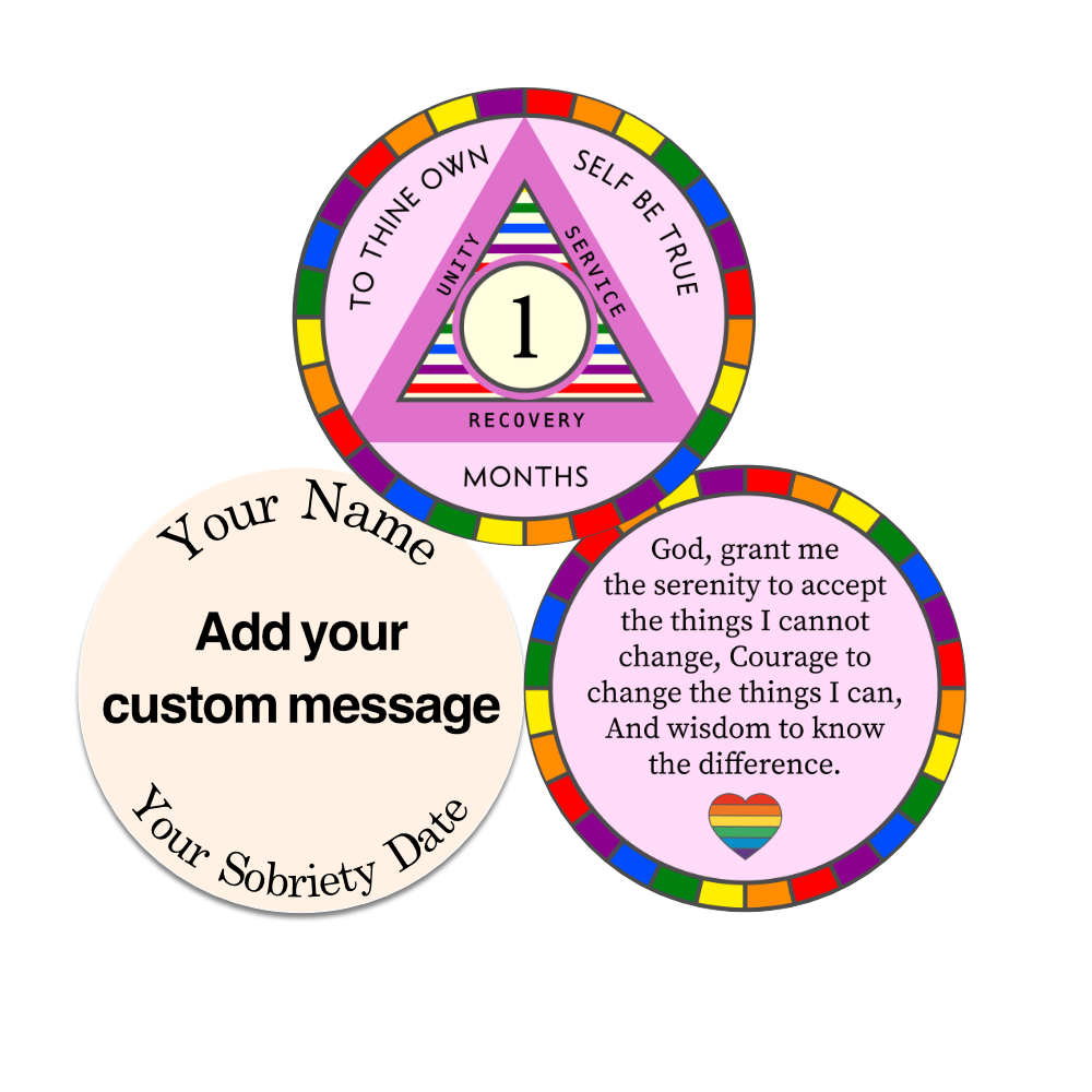 Rainbow Monthly Sobriety Poker Chips – Personalized Recovery Milestone Collection