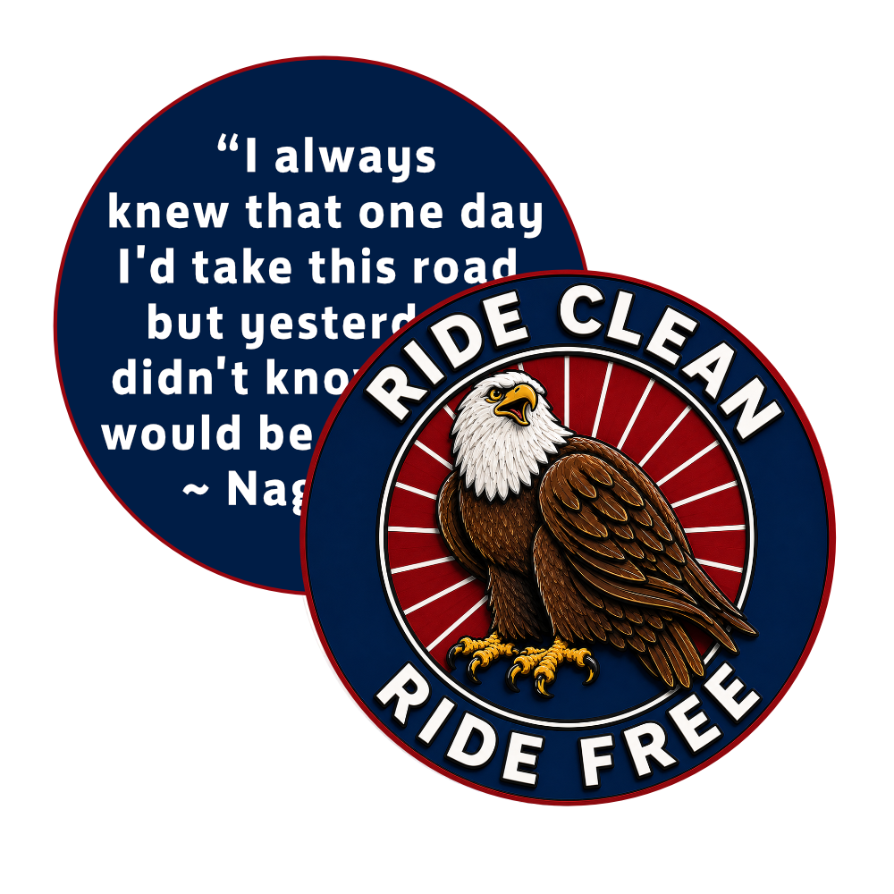 Ride Clean Ride Free AA NA Affirmation Style Chip – Motorcycle Themed Poker Chip