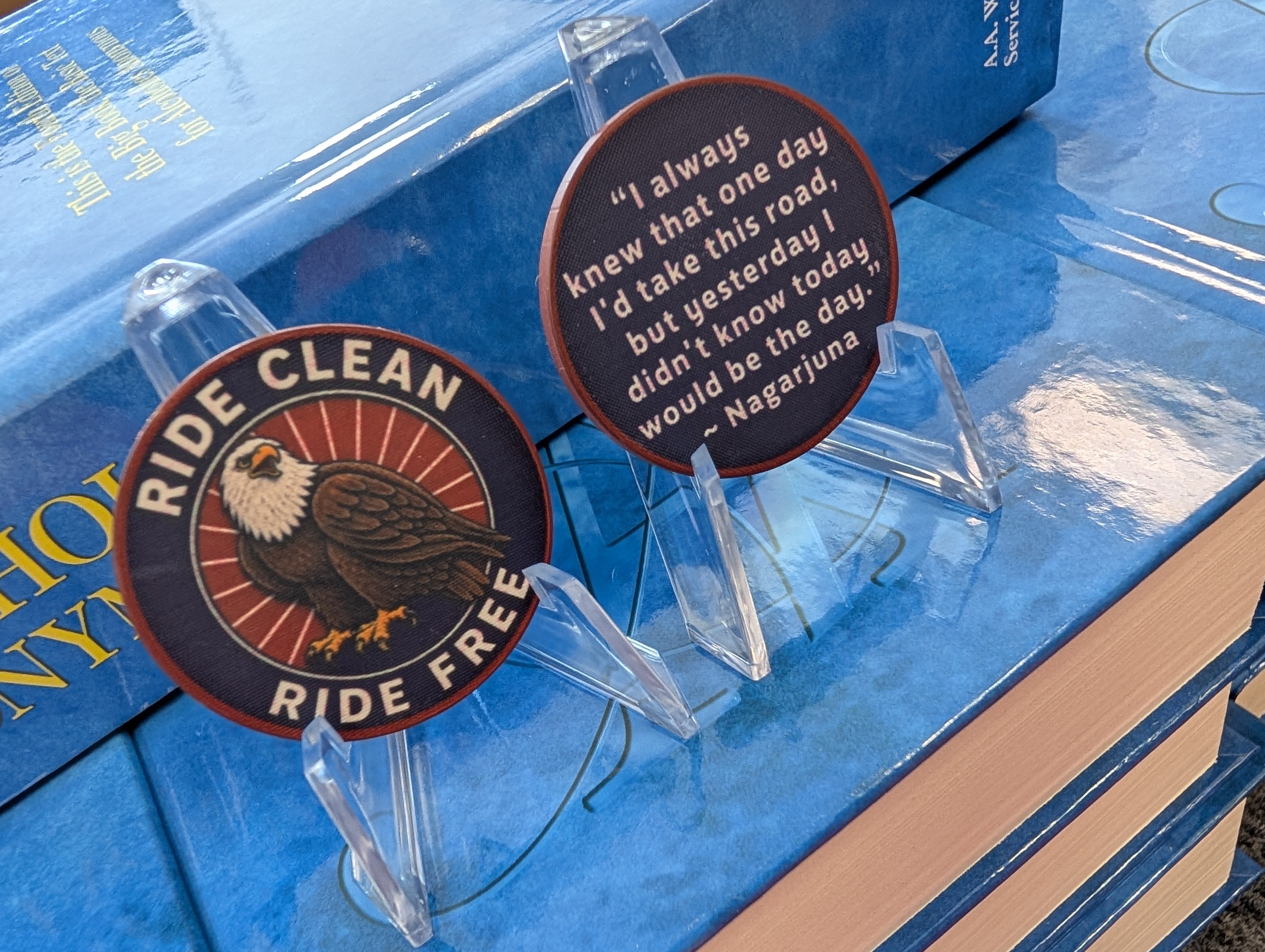Ride Clean Ride Free AA NA Affirmation Style Chip – Motorcycle Themed Poker Chip