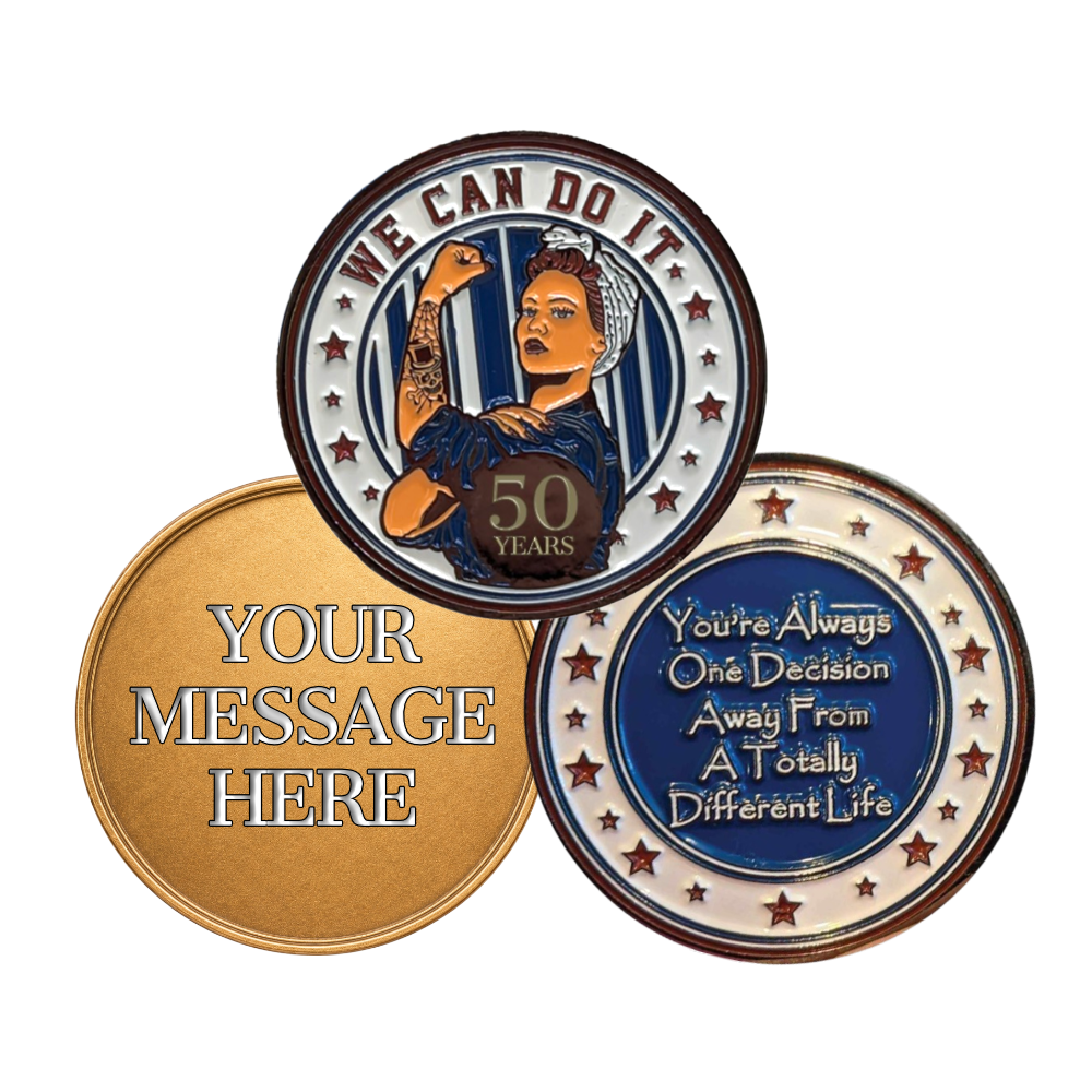Patriotic Rosie AA Coin 24hr-65yrs Sobriety Coin