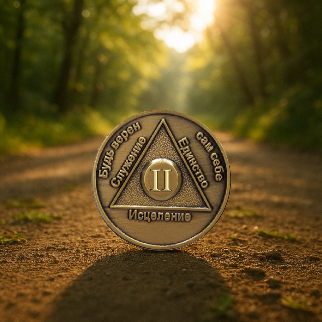 Russian Sobriety Coin | 1-60 Years Engraved in Traditional Numbers | AA Recovery Medallion