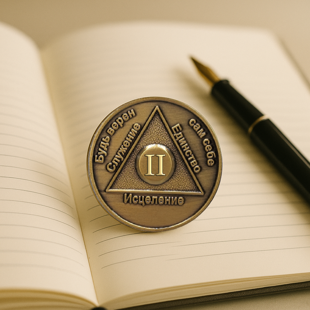 Russian Sobriety Coin | 1-60 Years Engraved in Traditional Numbers | AA Recovery Medallion