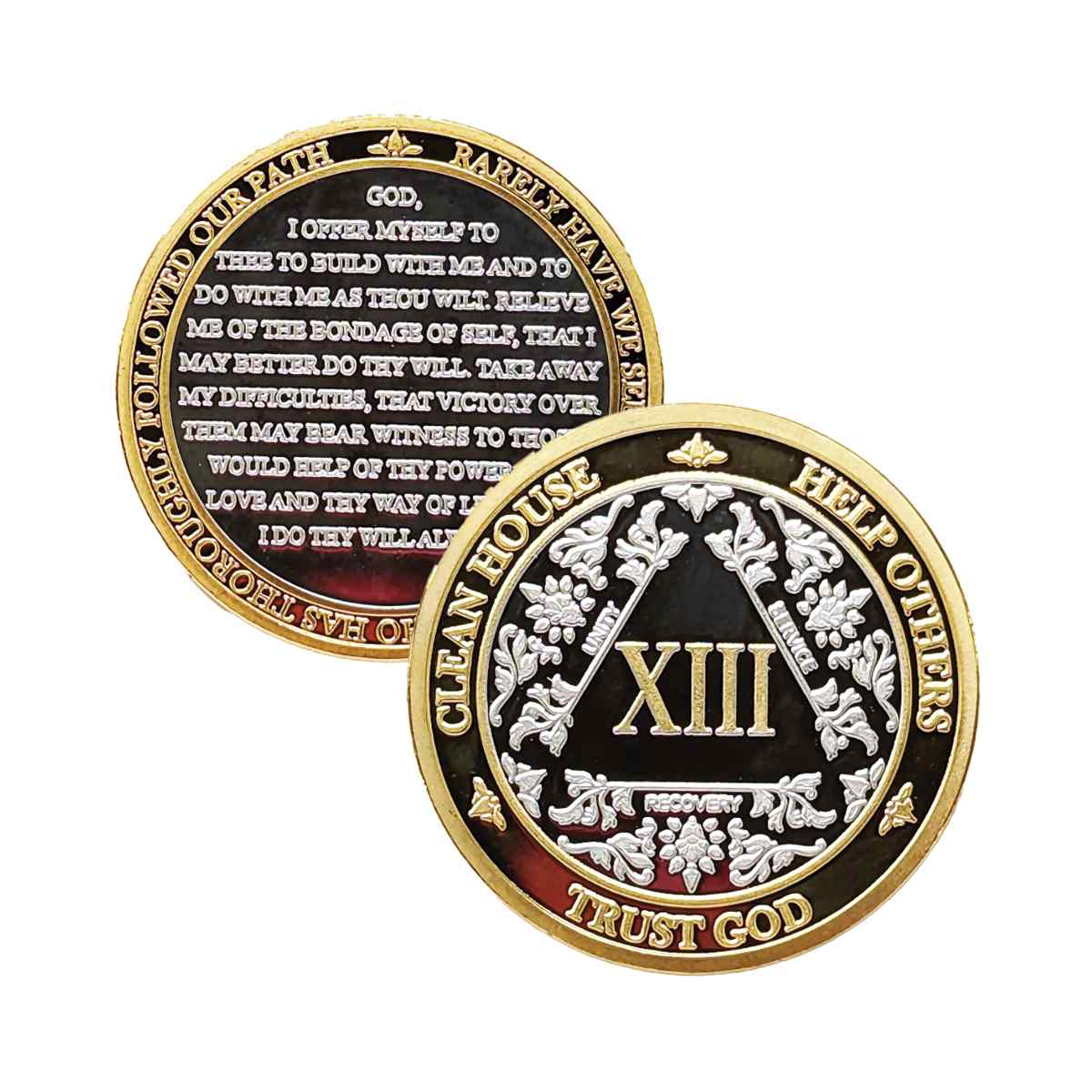 Silver & Gold AA Coin 1-60yrs Sobriety Chip