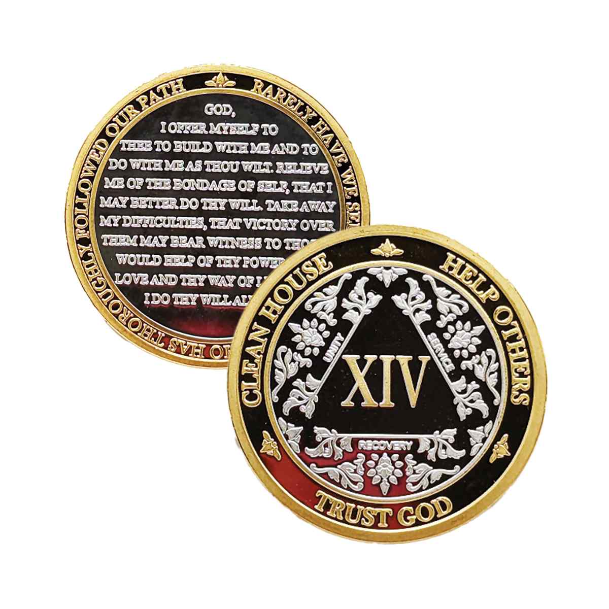 Silver & Gold AA Coin 1-60yrs Sobriety Chip