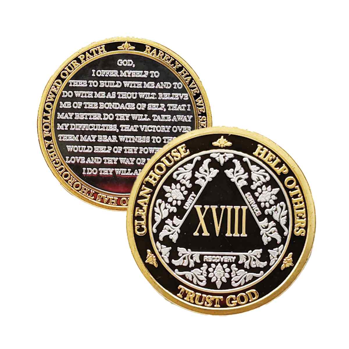 Silver & Gold AA Coin 1-60yrs Sobriety Chip