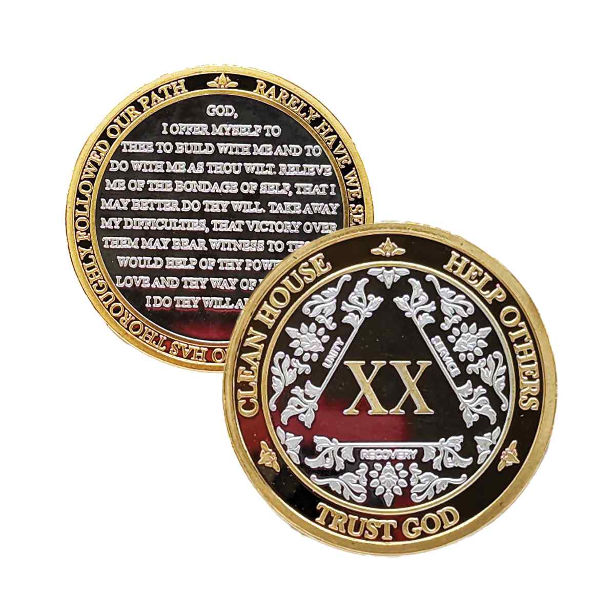 Silver & Gold AA Coin 1-60yrs Sobriety Chip