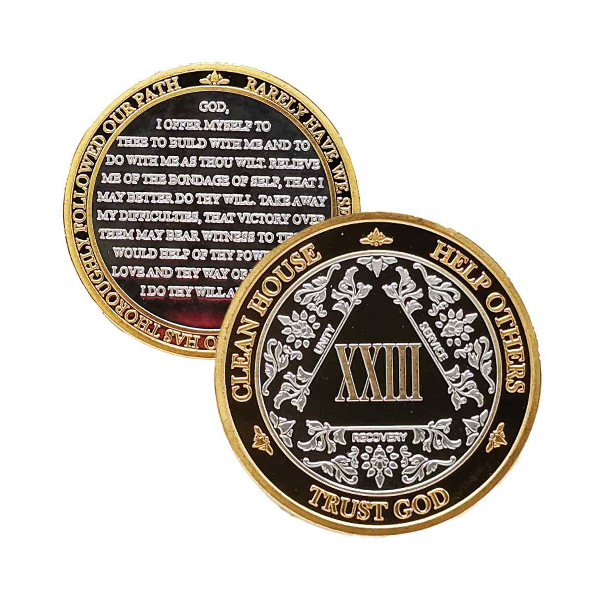 Silver & Gold AA Coin 1-60yrs Sobriety Chip