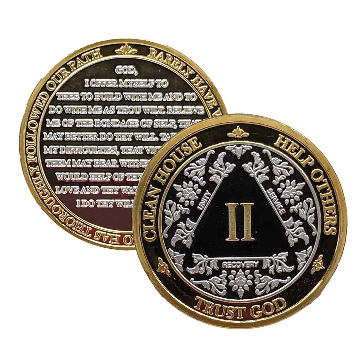 Silver & Gold AA Coin 1-60yrs Sobriety Chip