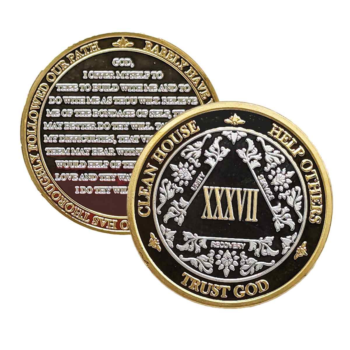 Silver & Gold AA Coin 1-60yrs Sobriety Chip