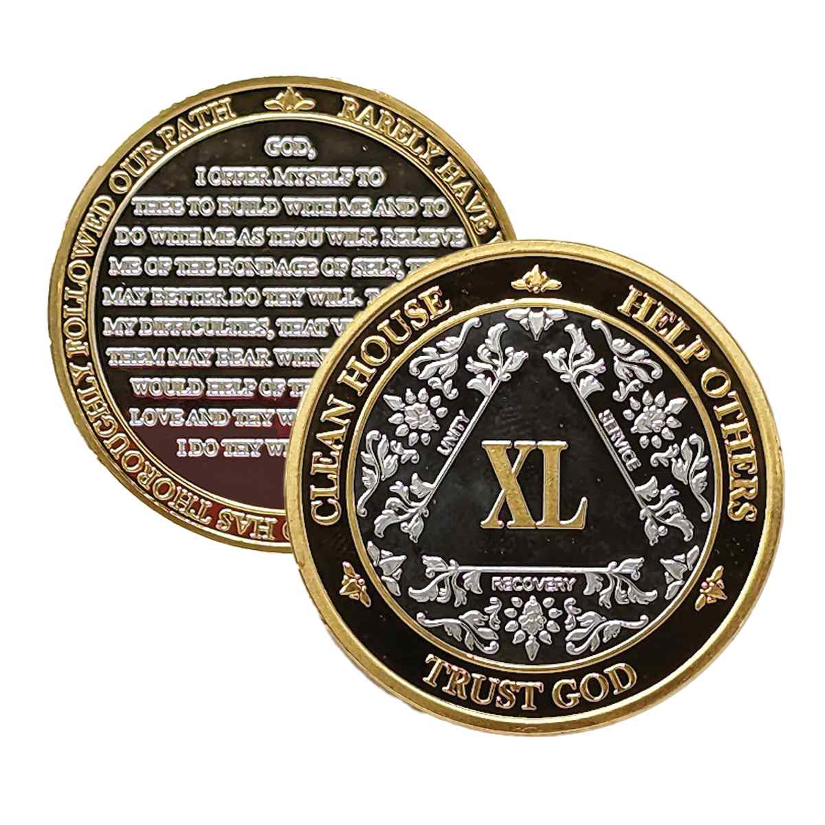 Silver & Gold AA Coin 1-60yrs Sobriety Chip