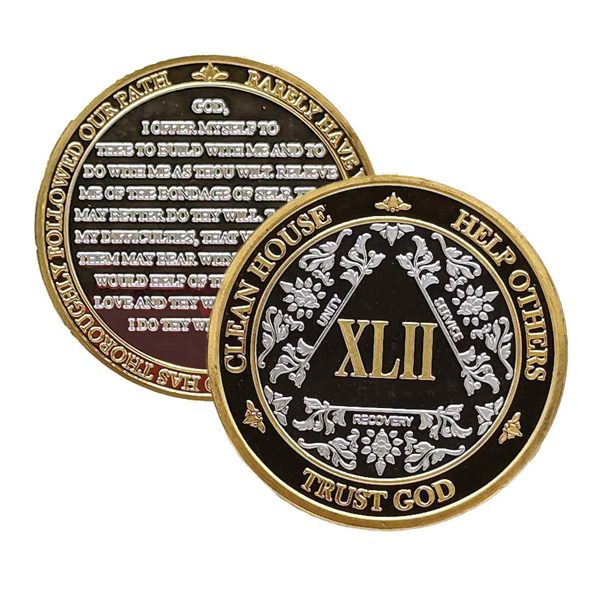 Silver & Gold AA Coin 1-60yrs Sobriety Chip